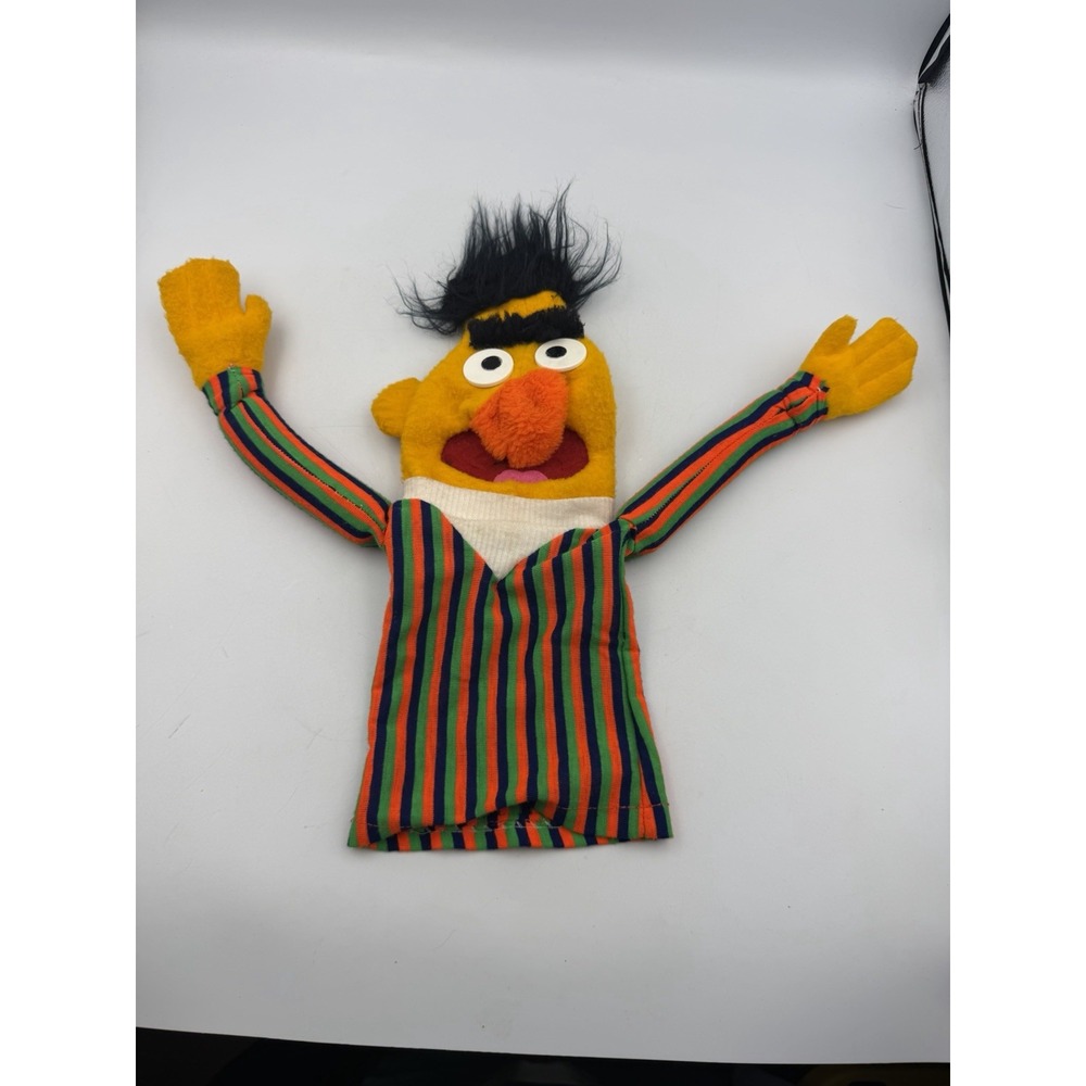 Vintage Sesame Street Bert Hand Puppet Plush Muppet Toy